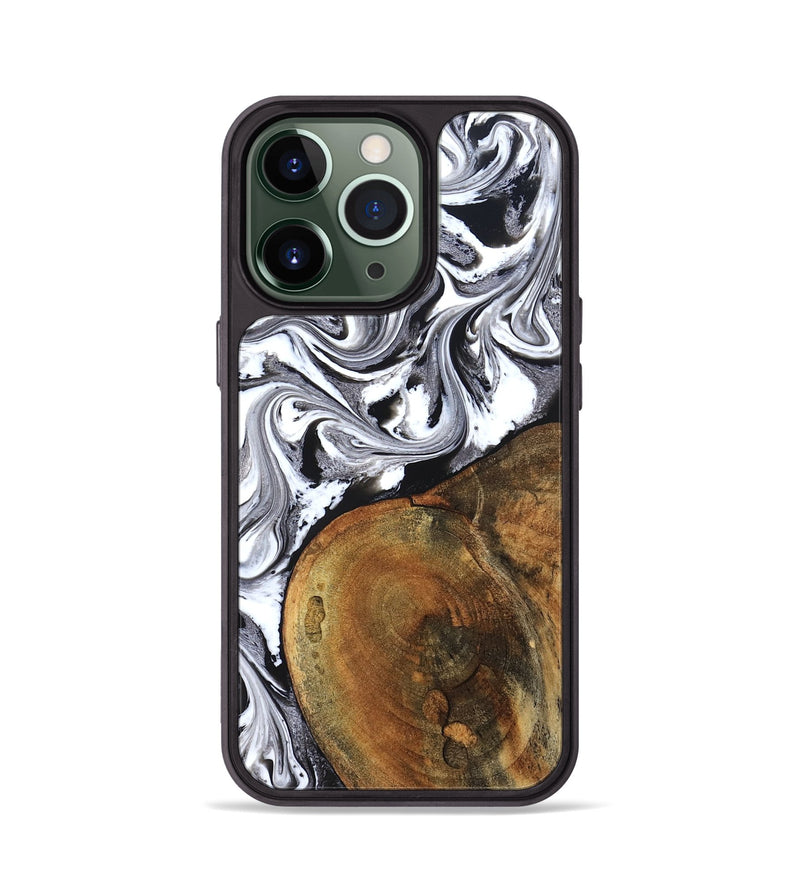 iPhone 13 Pro Wood Phone Case - Bess (Black & White, 827609)