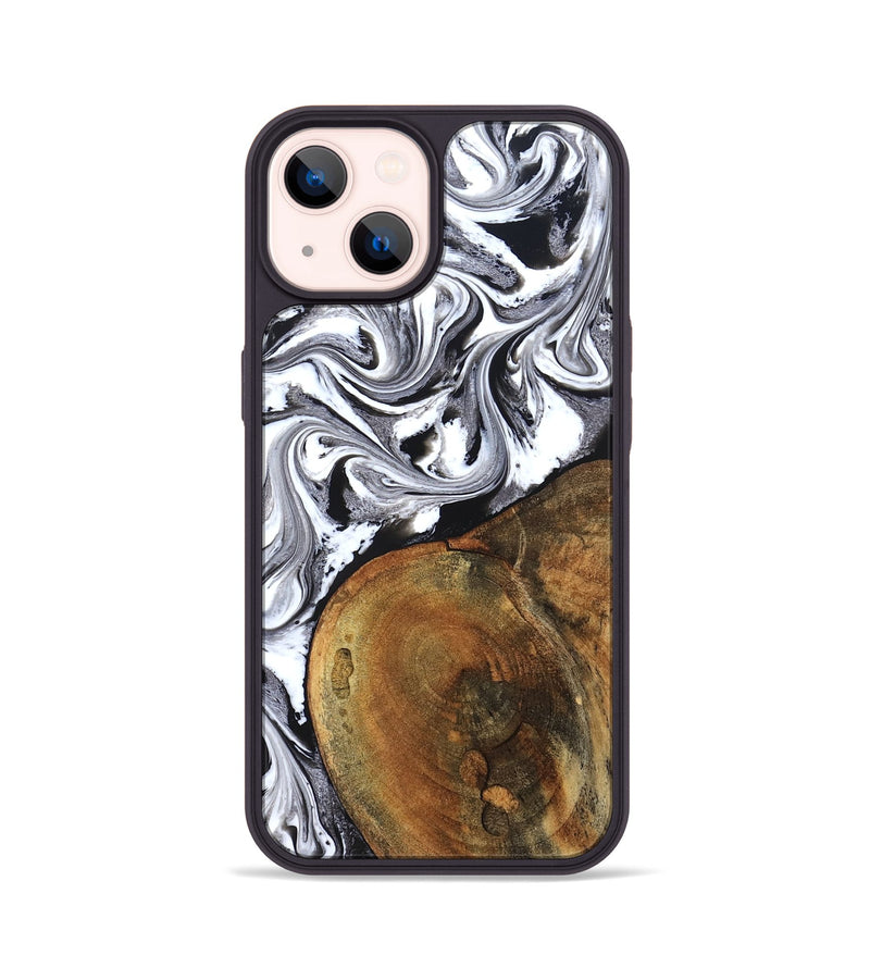 iPhone 14 Wood Phone Case - Bess (Black & White, 827609)