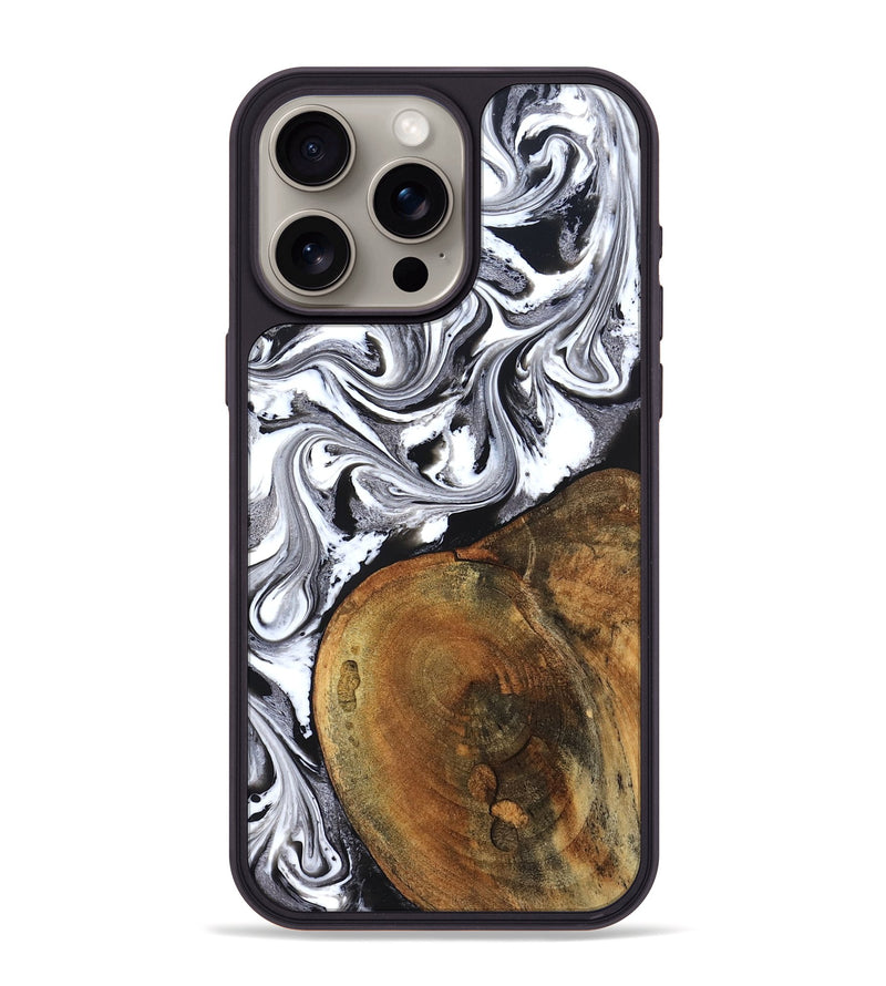 iPhone 15 Pro Max Wood Phone Case - Bess (Black & White, 827609)