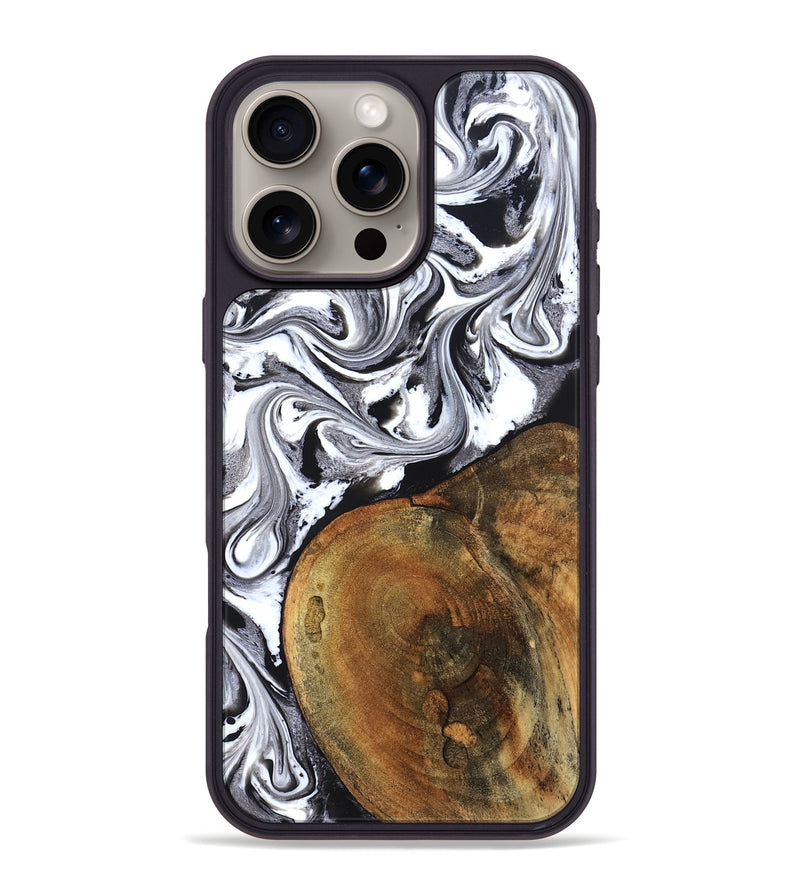 iPhone 16 Pro Max Wood Phone Case - Bess (Black & White, 827609)