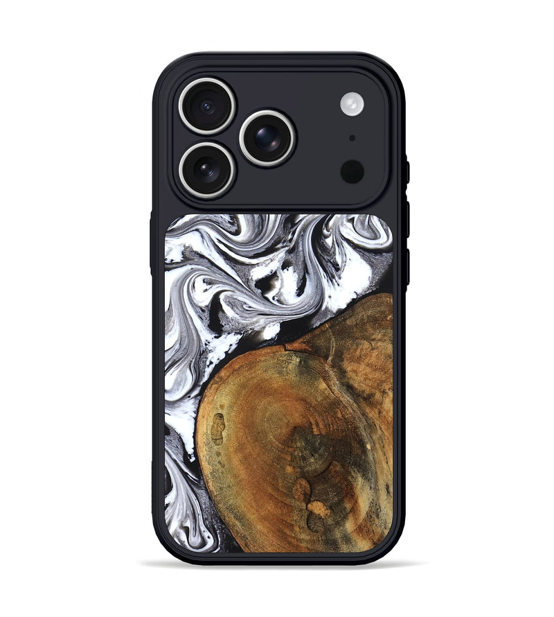 iPhone 17 Pro Wood Phone Case - Bess (Black & White, 827609)