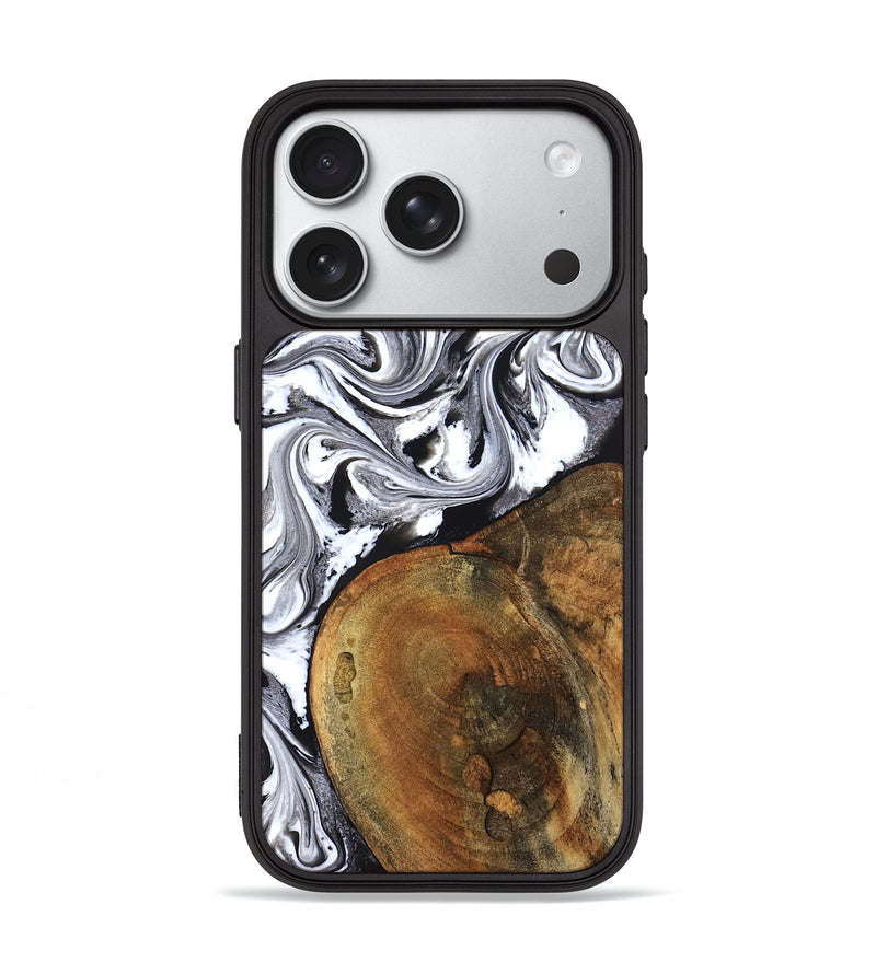 iPhone 18 Pro Wood Phone Case - Bess (Black & White, 827609)