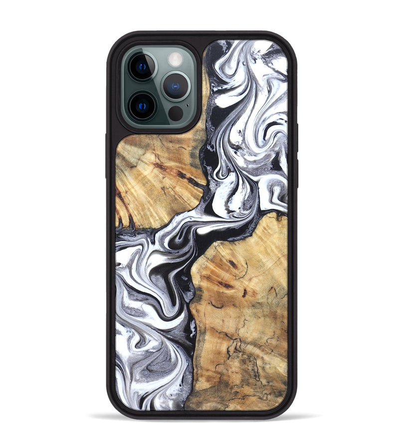 iPhone 12 Pro Max Wood Phone Case - Zack (Black & White, 827610)