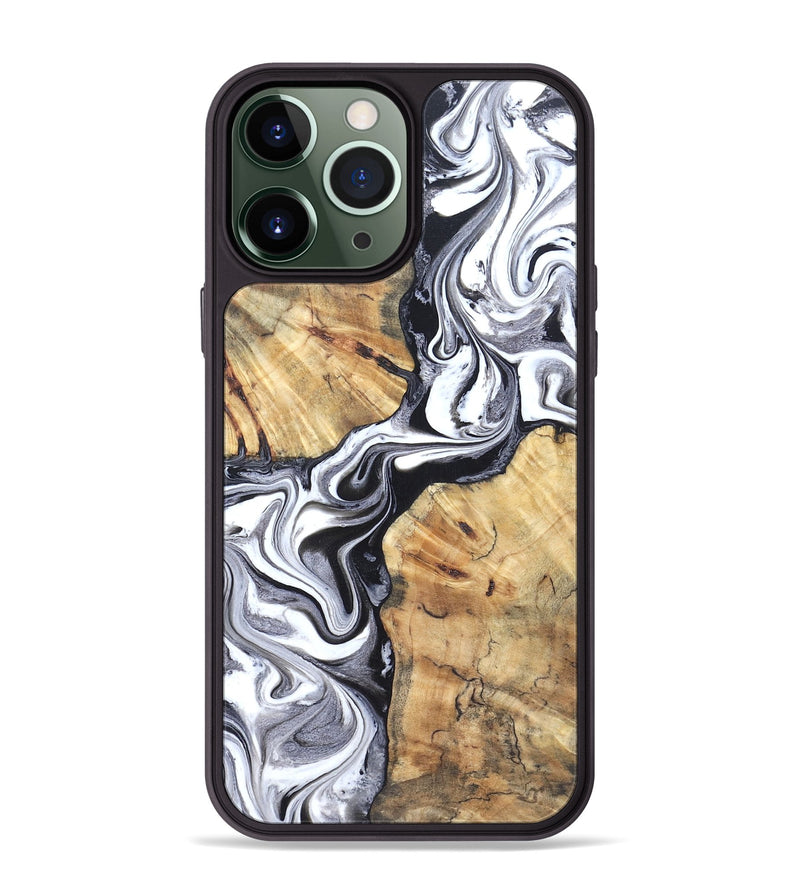 iPhone 13 Pro Max Wood Phone Case - Zack (Black & White, 827610)