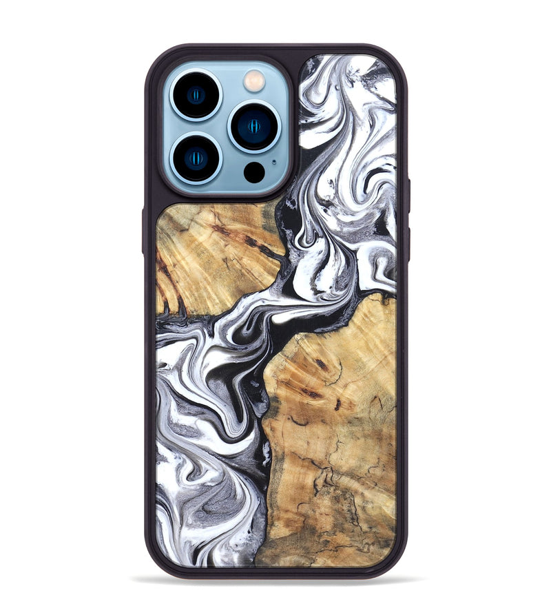 iPhone 14 Pro Max Wood Phone Case - Zack (Black & White, 827610)
