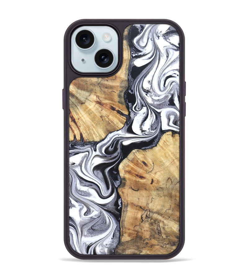 iPhone 15 Plus Wood Phone Case - Zack (Black & White, 827610)