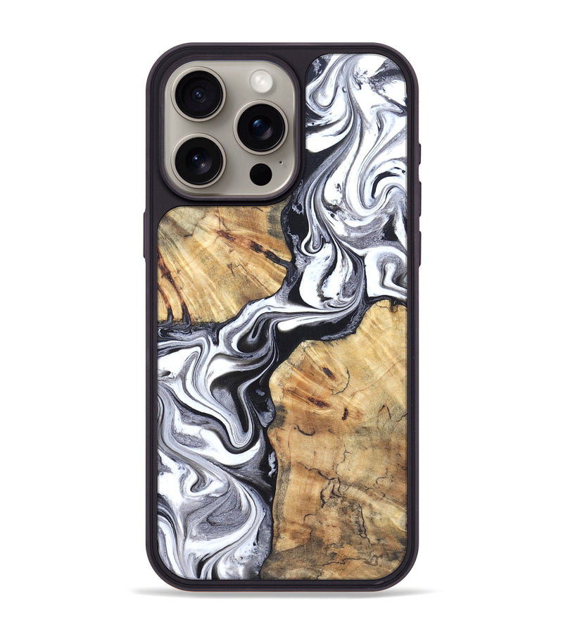iPhone 15 Pro Max Wood Phone Case - Zack (Black & White, 827610)
