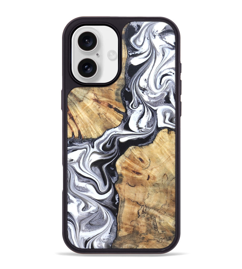 iPhone 16 Plus Wood Phone Case - Zack (Black & White, 827610)