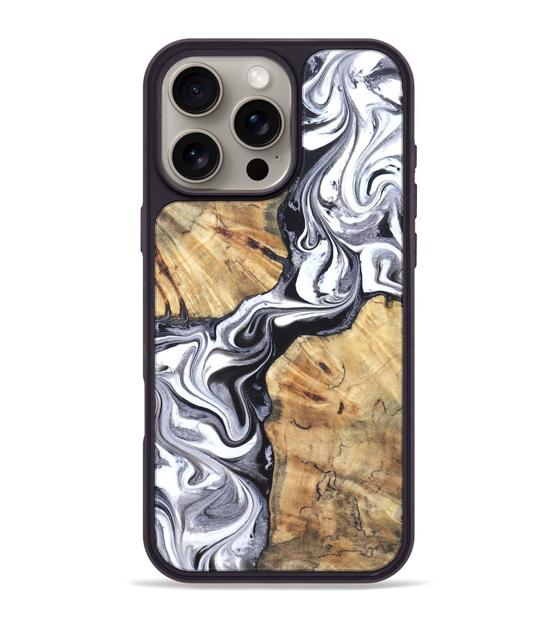 iPhone 16 Pro Max Wood Phone Case - Zack (Black & White, 827610)