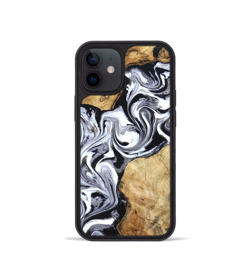 iPhone 12 mini Wood Phone Case - Brad (Black & White, 827611)