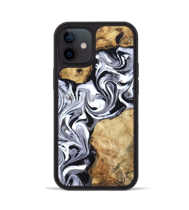 iPhone 12 Wood Phone Case - Brad (Black & White, 827611)