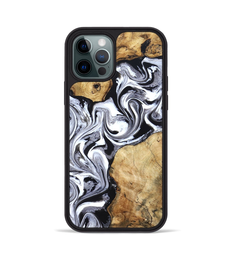 iPhone 12 Pro Wood Phone Case - Brad (Black & White, 827611)