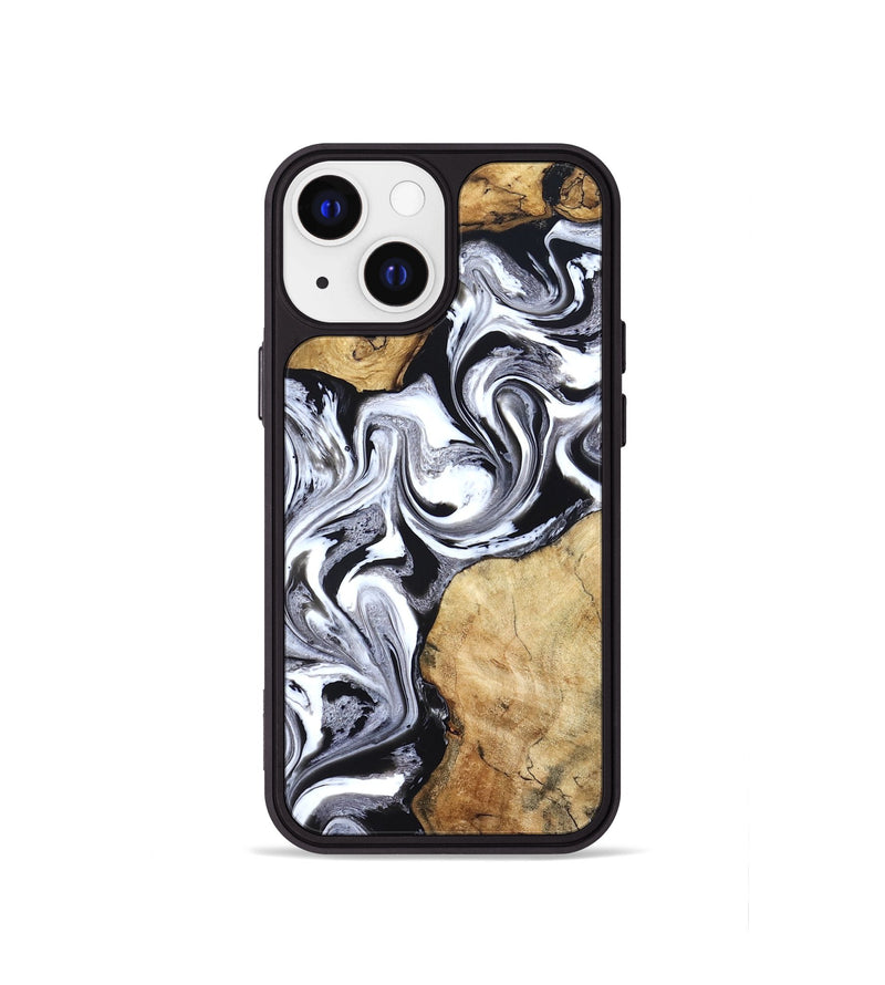 iPhone 13 mini Wood Phone Case - Brad (Black & White, 827611)