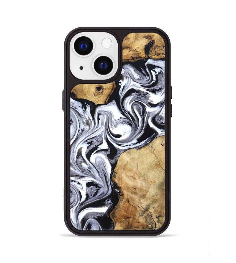iPhone 13 Wood Phone Case - Brad (Black & White, 827611)