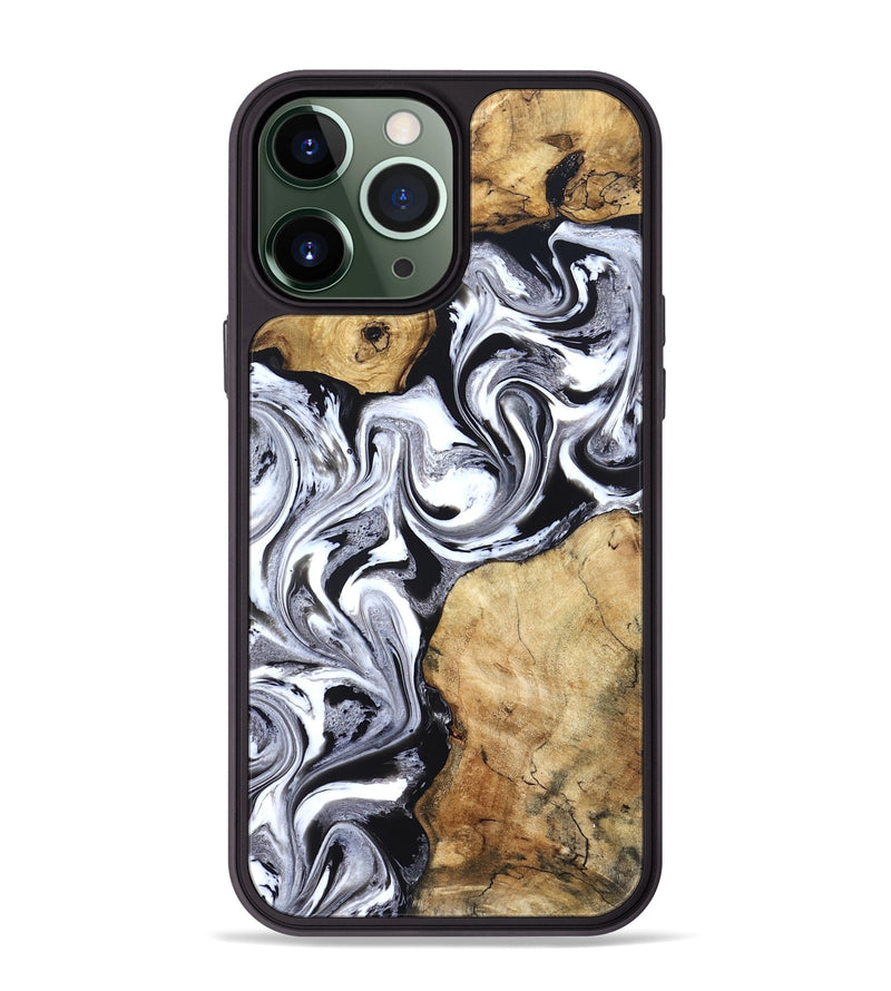 iPhone 13 Pro Max Wood Phone Case - Brad (Black & White, 827611)