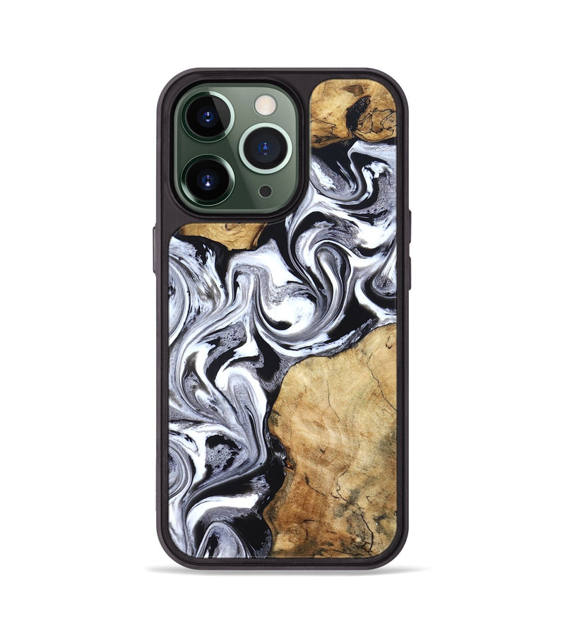 iPhone 13 Pro Wood Phone Case - Brad (Black & White, 827611)