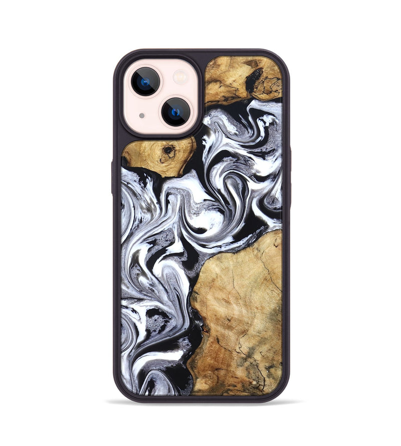 iPhone 14 Wood Phone Case - Brad (Black & White, 827611)