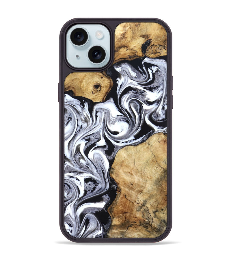 iPhone 15 Plus Wood Phone Case - Brad (Black & White, 827611)