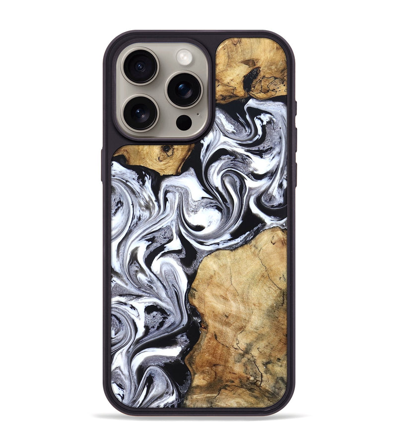 iPhone 15 Pro Max Wood Phone Case - Brad (Black & White, 827611)