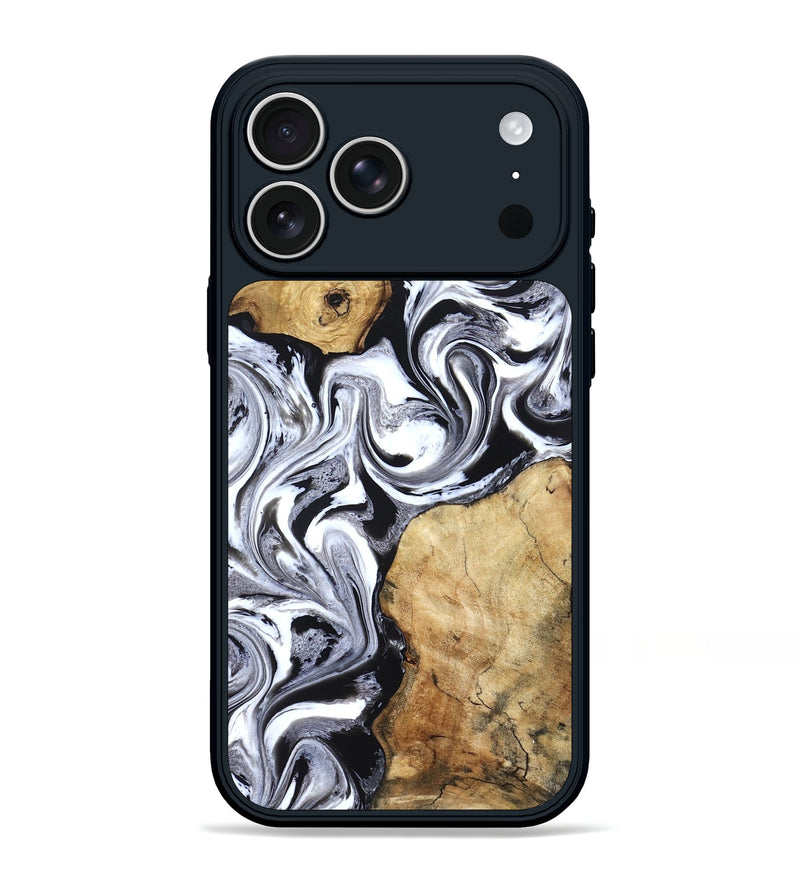 iPhone 17 Pro Max Wood Phone Case - Brad (Black & White, 827611)