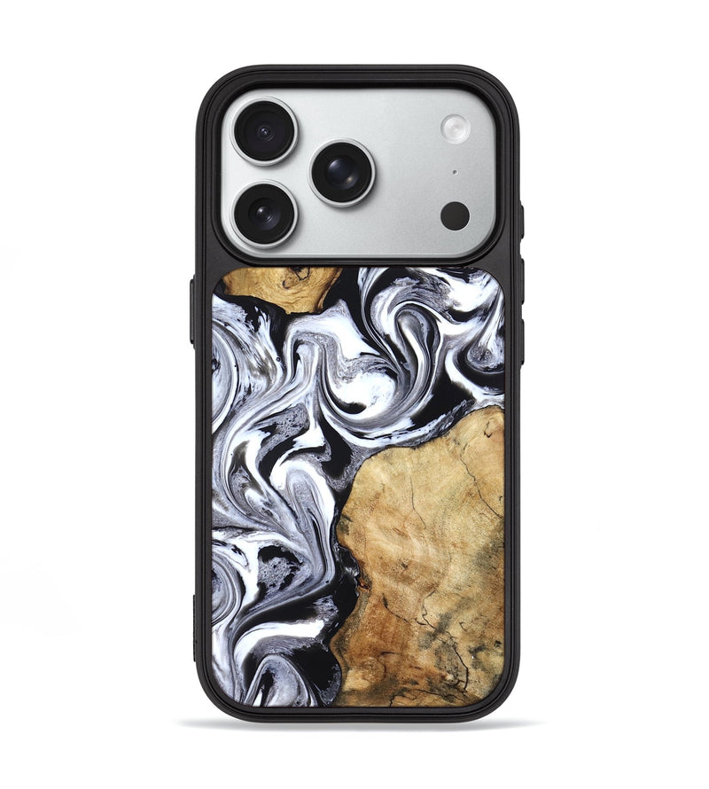 iPhone 18 Pro Wood Phone Case - Brad (Black & White, 827611)