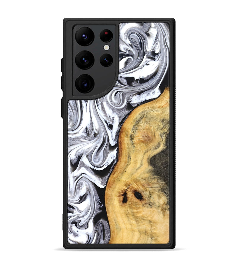Galaxy S22 Ultra Wood Phone Case - Geo (Black & White, 827612)