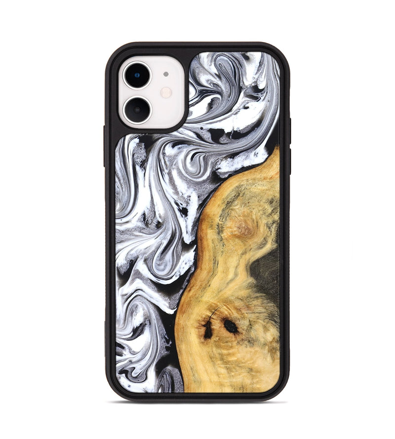 iPhone 11 Wood Phone Case - Geo (Black & White, 827612)