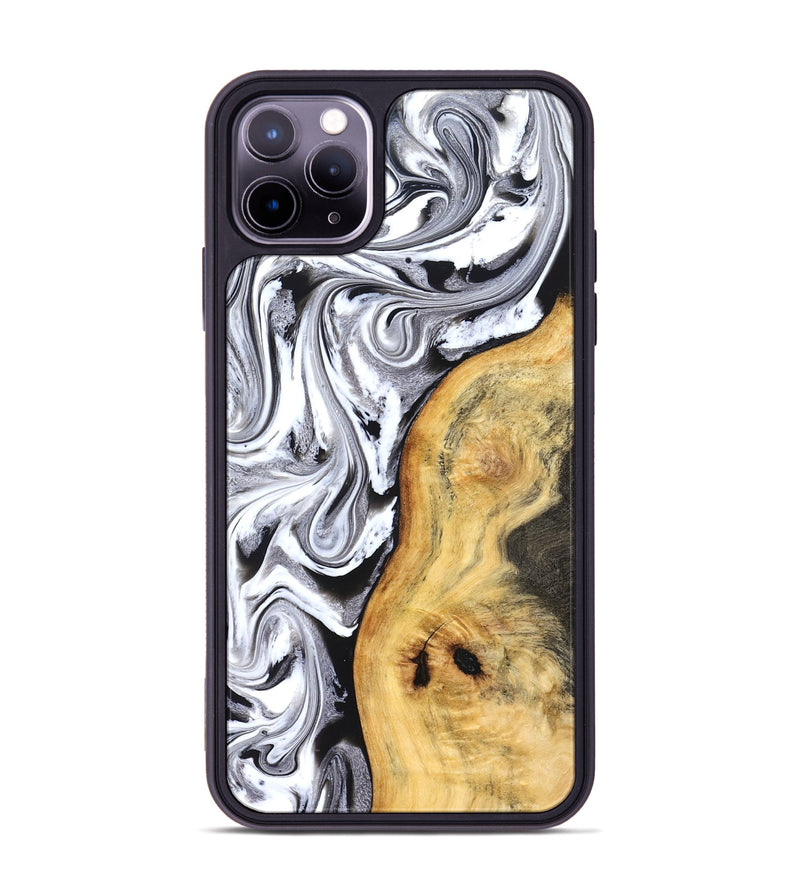 iPhone 11 Pro Max Wood Phone Case - Geo (Black & White, 827612)