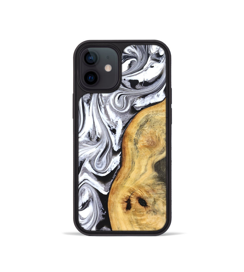 iPhone 12 mini Wood Phone Case - Geo (Black & White, 827612)