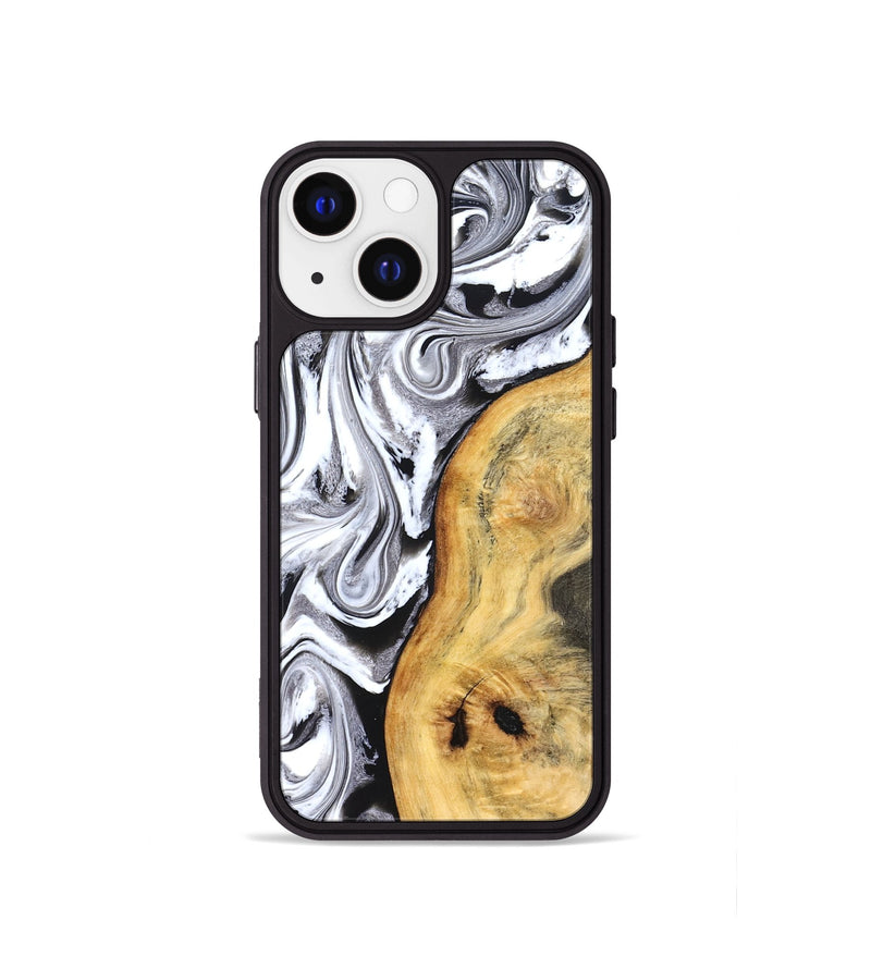 iPhone 13 mini Wood Phone Case - Geo (Black & White, 827612)