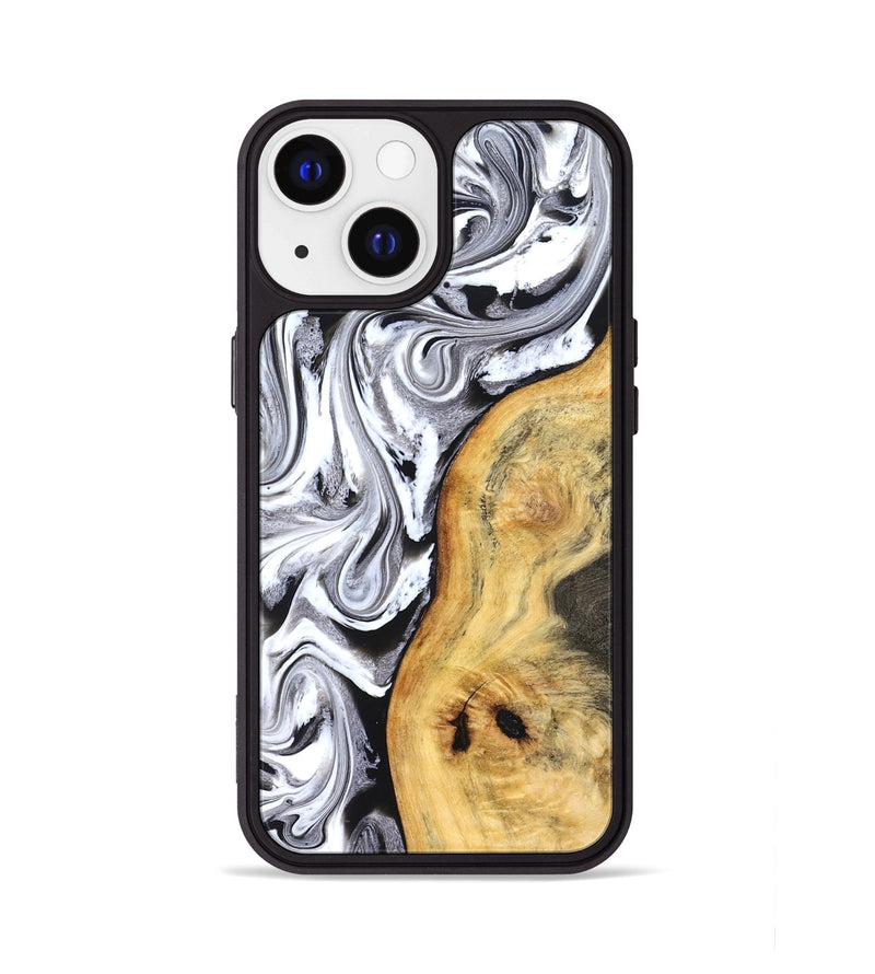 iPhone 13 Wood Phone Case - Geo (Black & White, 827612)