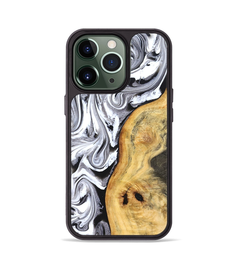 iPhone 13 Pro Wood Phone Case - Geo (Black & White, 827612)
