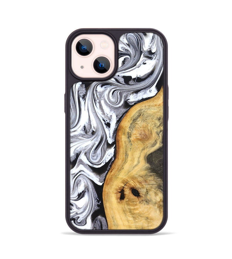 iPhone 14 Wood Phone Case - Geo (Black & White, 827612)