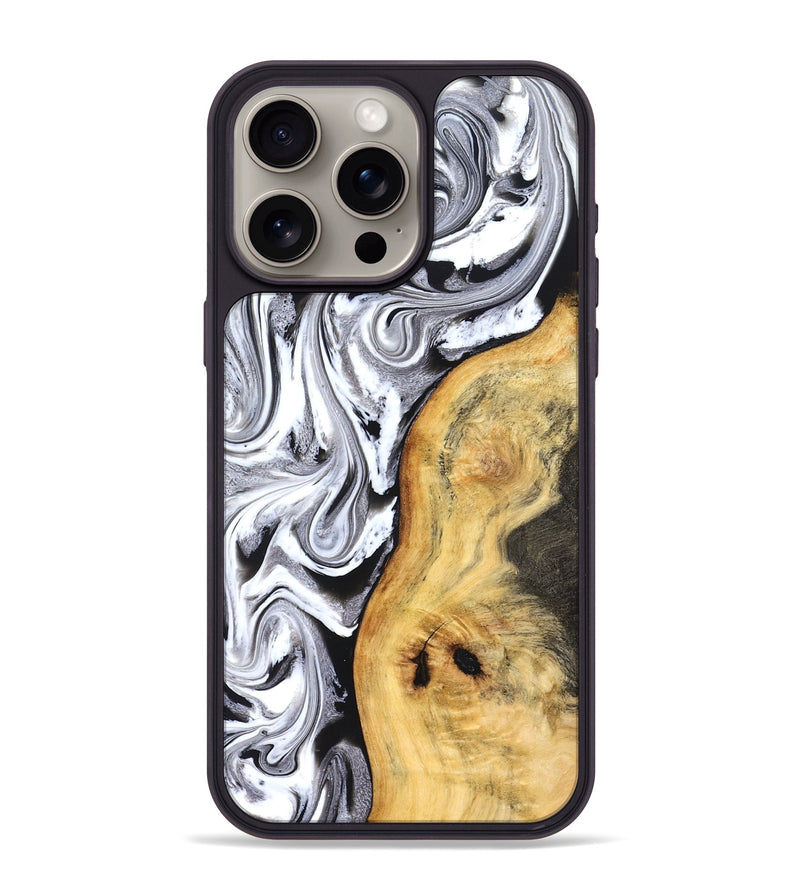 iPhone 15 Pro Max Wood Phone Case - Geo (Black & White, 827612)