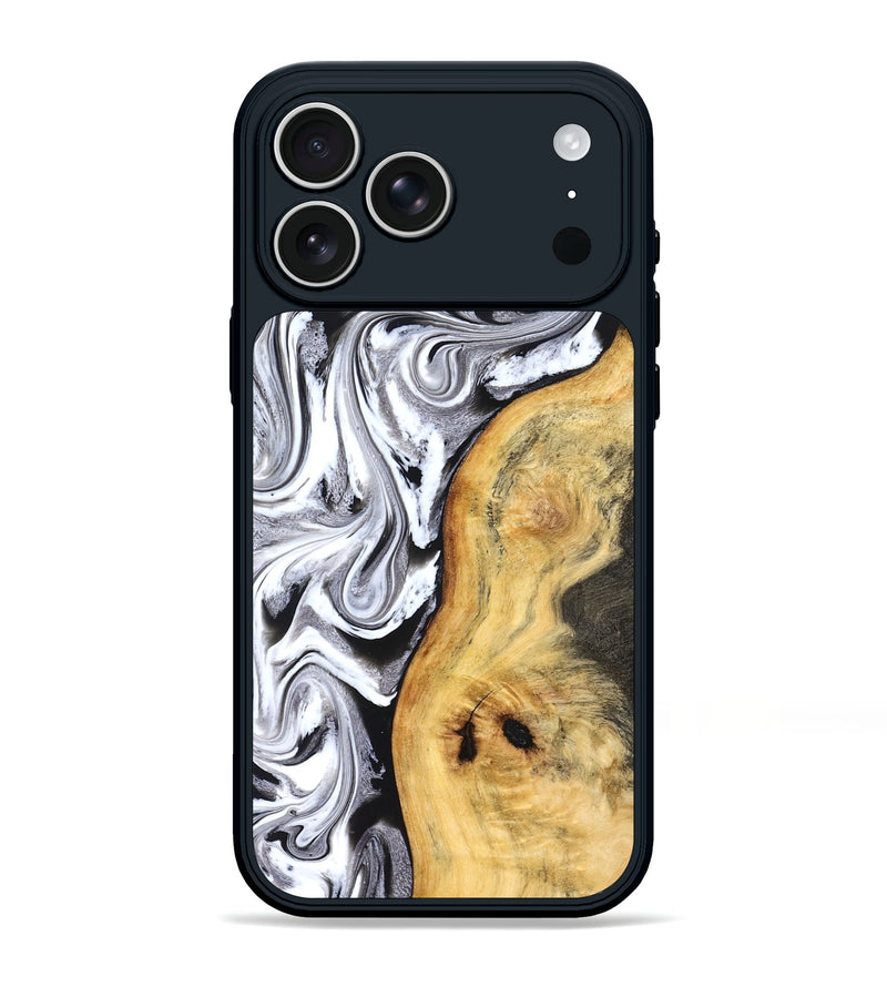 iPhone 17 Pro Max Wood Phone Case - Geo (Black & White, 827612)