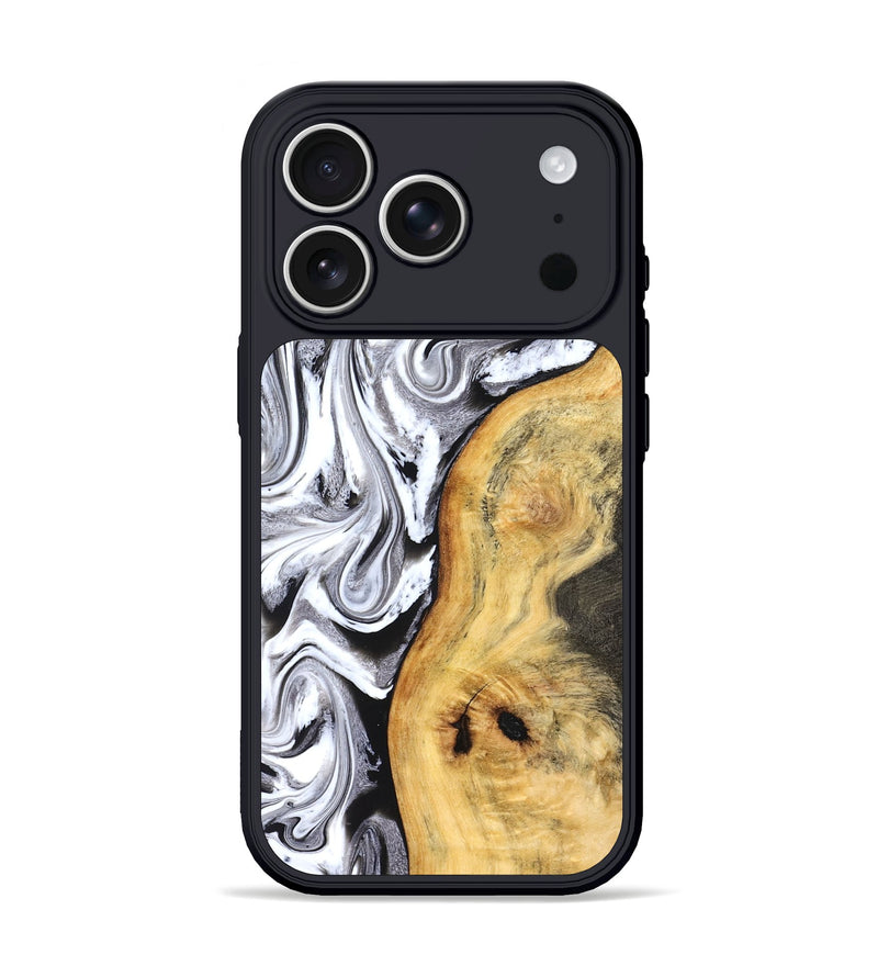 iPhone 17 Pro Wood Phone Case - Geo (Black & White, 827612)