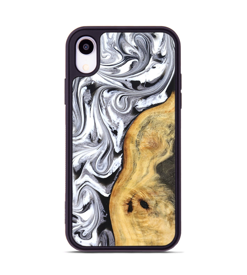 iPhone Xr Wood Phone Case - Geo (Black & White, 827612)