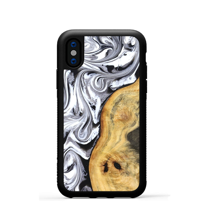 iPhone Xs Wood Phone Case - Geo (Black & White, 827612)