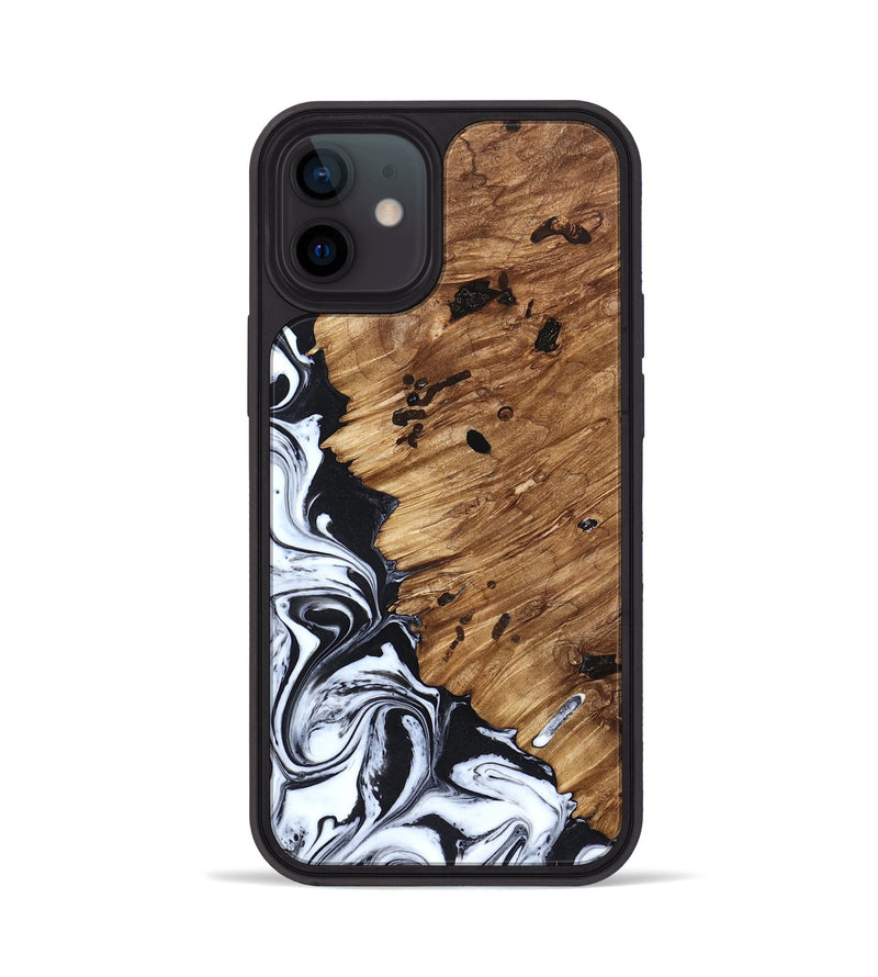 iPhone 12 Wood Phone Case - Renada (Black & White, 827613)