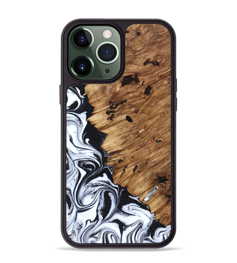 iPhone 13 Pro Max Wood Phone Case - Renada (Black & White, 827613)
