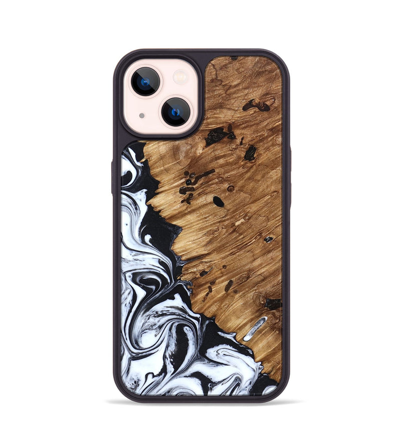 iPhone 14 Wood Phone Case - Renada (Black & White, 827613)