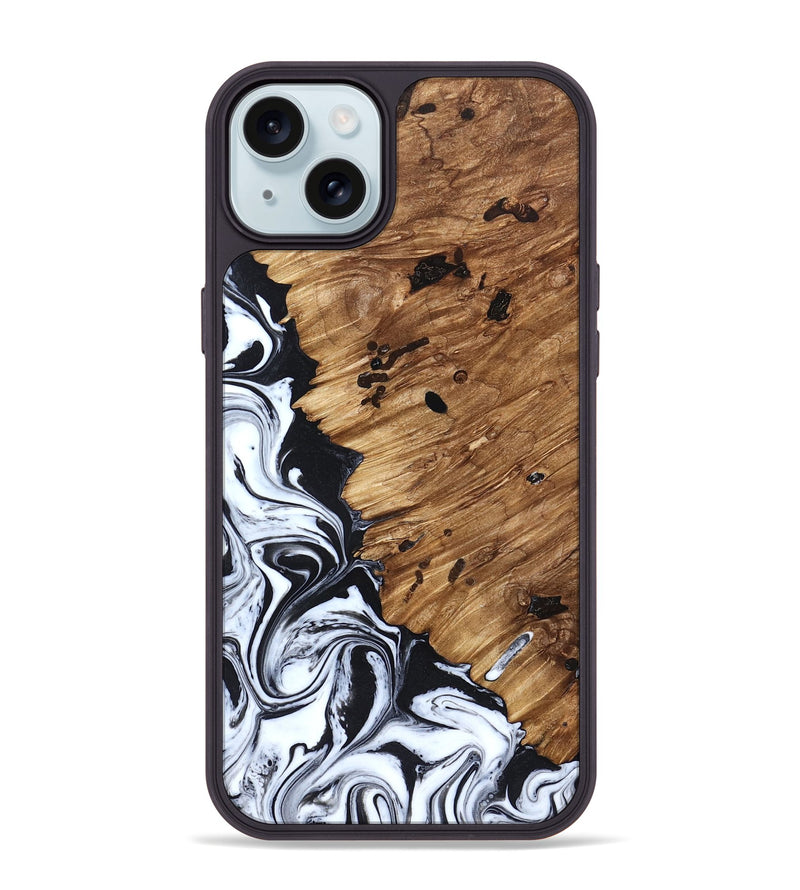 iPhone 15 Plus Wood Phone Case - Renada (Black & White, 827613)