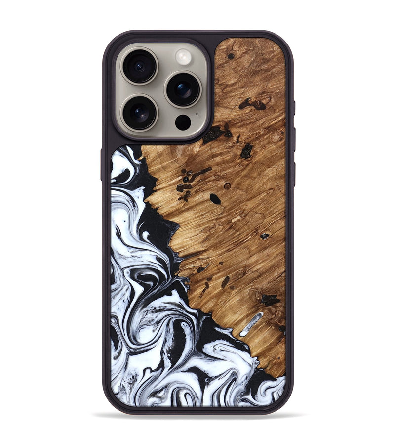 iPhone 15 Pro Max Wood Phone Case - Renada (Black & White, 827613)