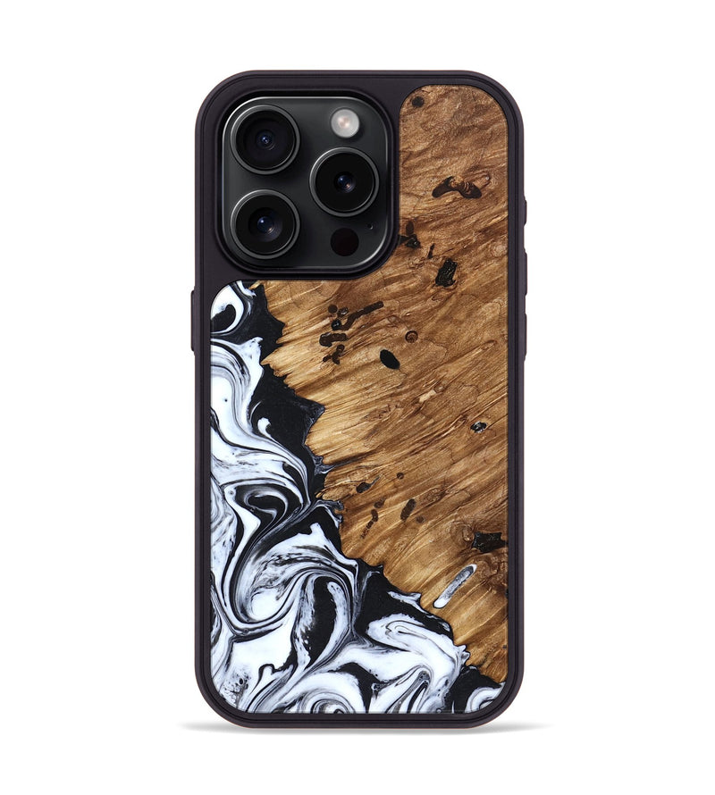 iPhone 15 Pro Wood Phone Case - Renada (Black & White, 827613)
