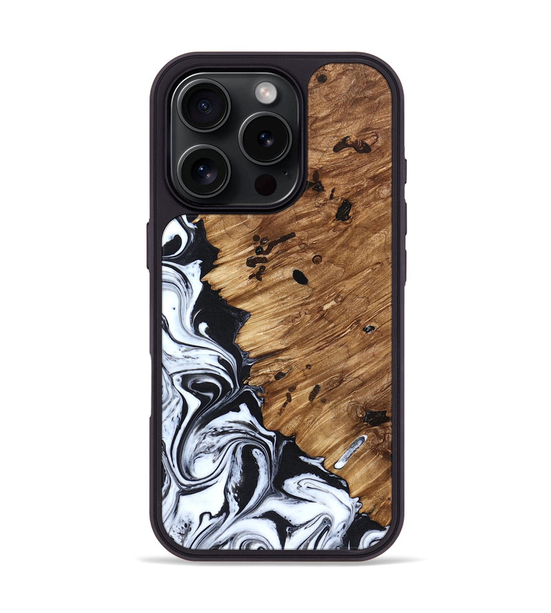 iPhone 16 Pro Wood Phone Case - Renada (Black & White, 827613)