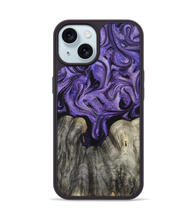 iPhone 15 Wood Phone Case - Josette (Purple, 827619)