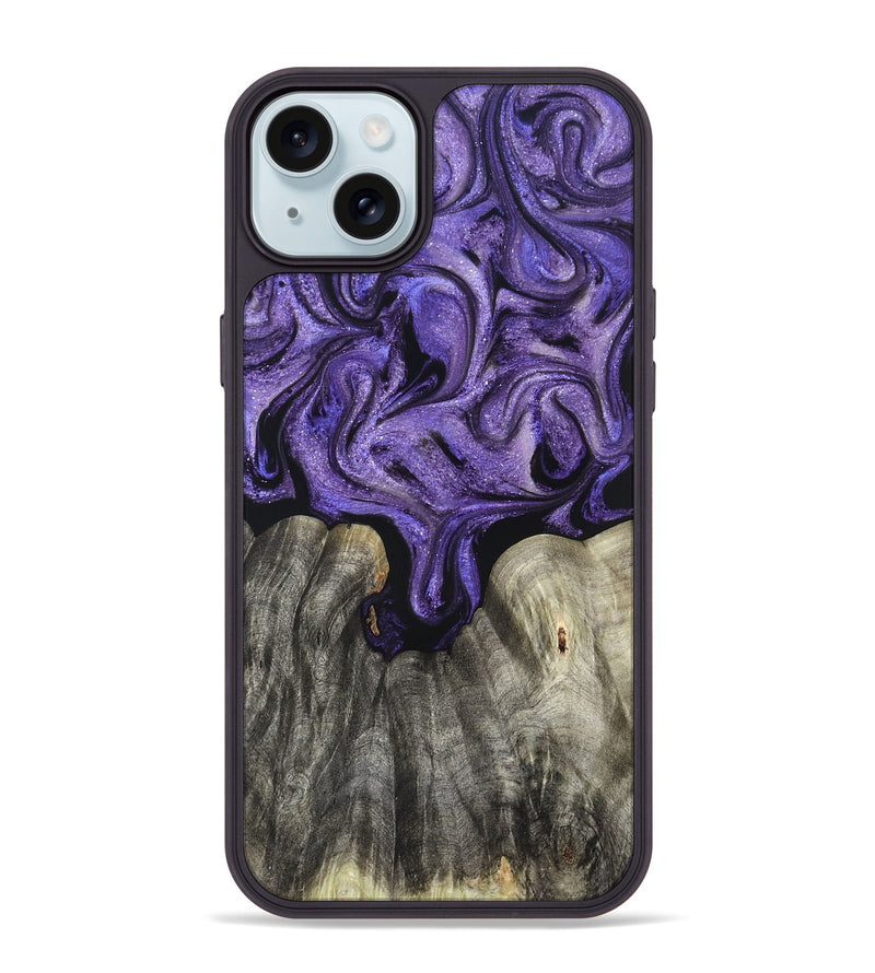 iPhone 15 Plus Wood Phone Case - Josette (Purple, 827619)