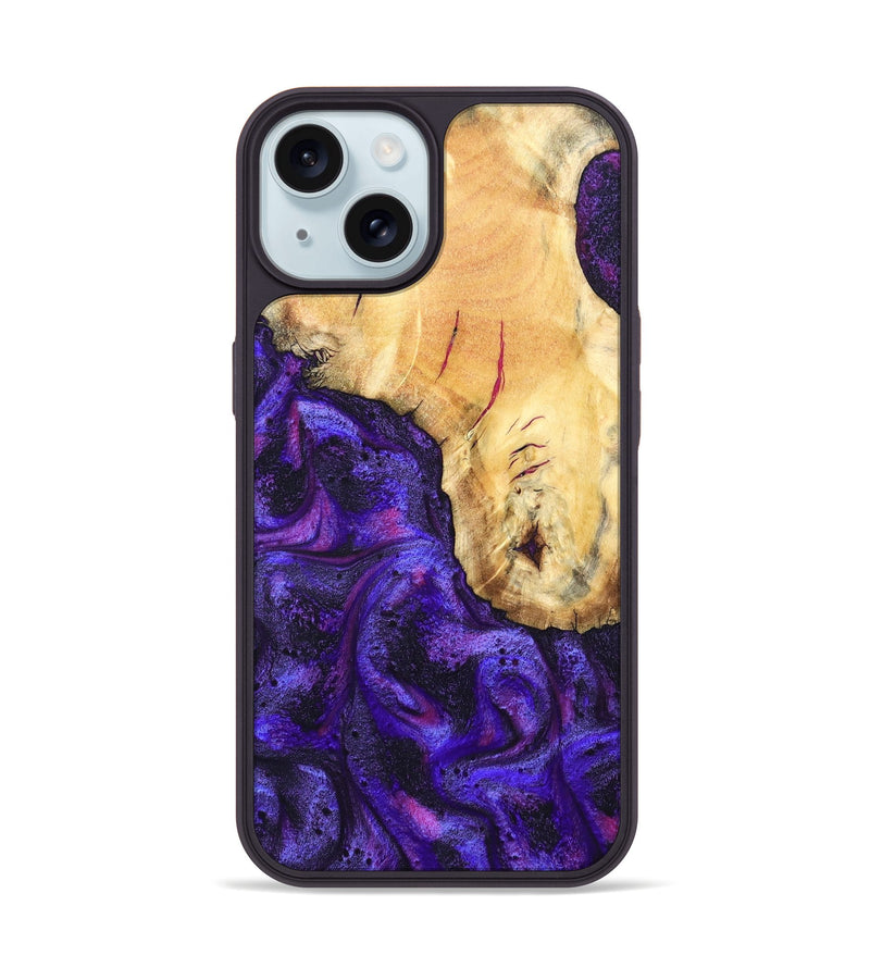 iPhone 15 Wood Phone Case - Cherry (Purple, 827620)