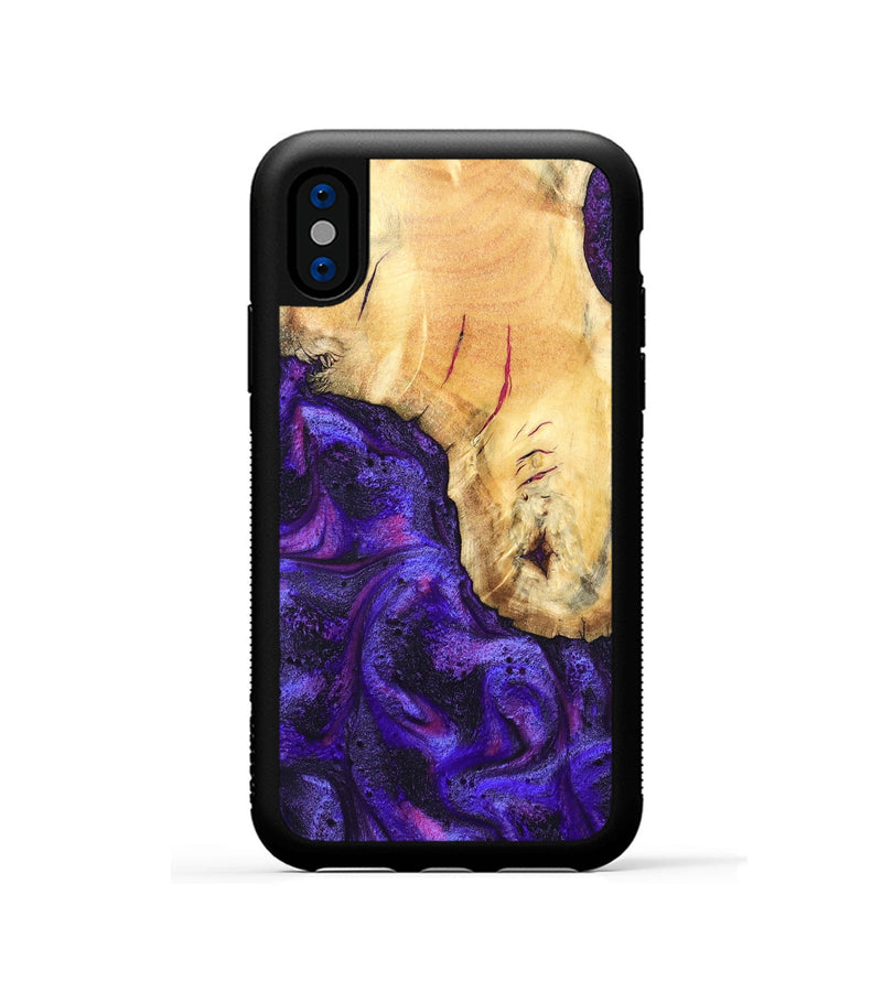 iPhone Xs Wood Phone Case - Cherry (Purple, 827620)