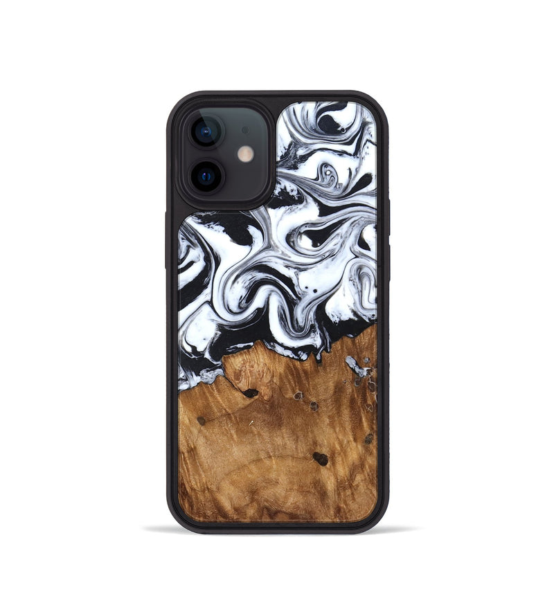 iPhone 12 mini Wood Phone Case - Jerad (Black & White, 827623)